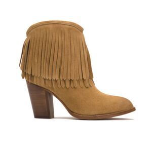 FRYE Ilana Fringe Short Bootie Sand Suede, Sz 8B